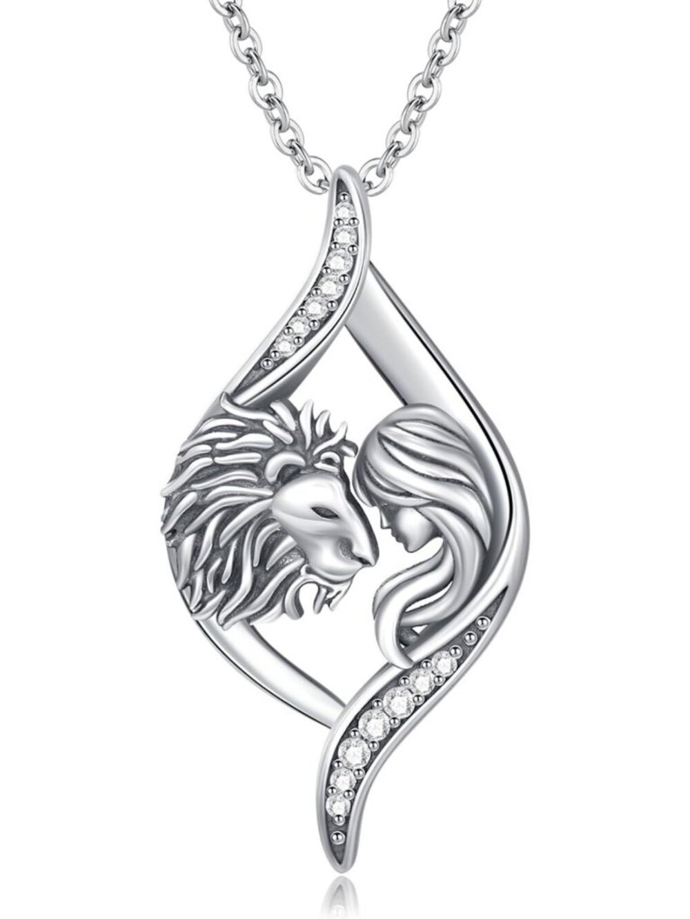 Sterling Silver Animal Pendant Necklace for Women - Lion, Wolf, Cat, Dog, Horse